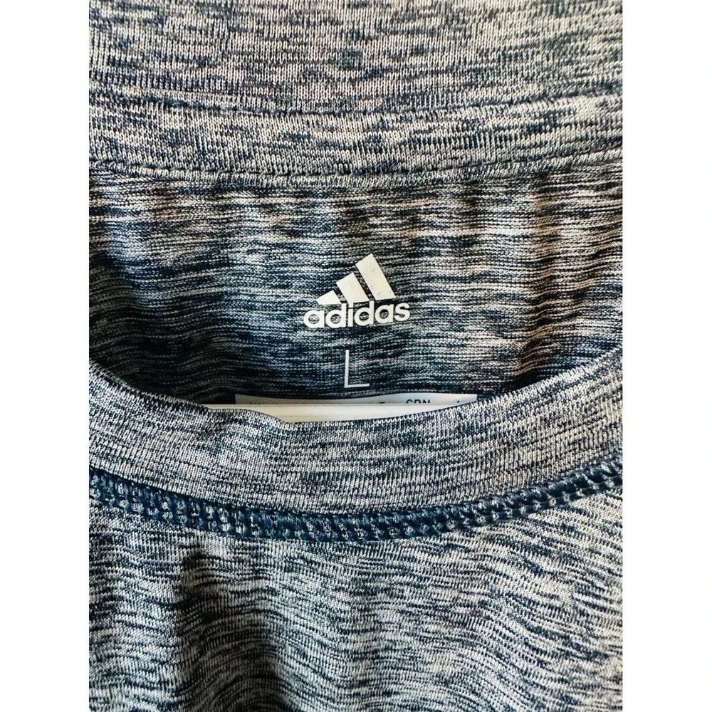 Adidas Mens T-Shirt Heathered Blue Short Sleeve Athletic‎ Training Top